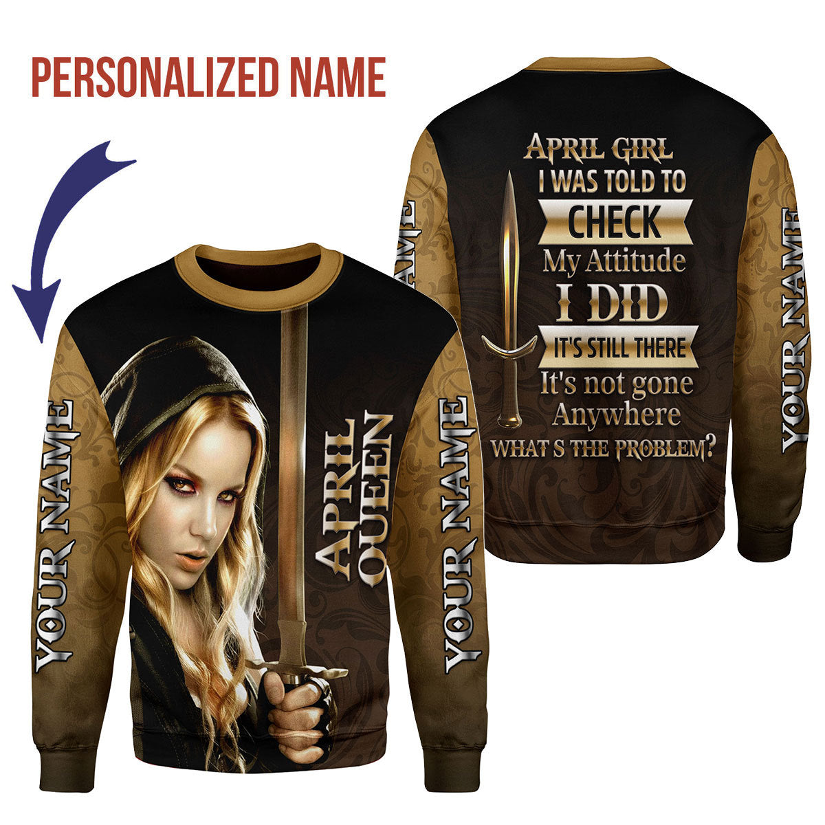 CustomsPig Personalized Ugly Sweater I'm An April Girl All Over Printed