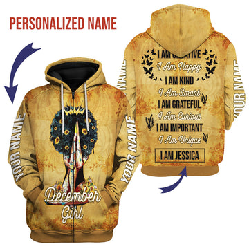 CustomsPig Personalized Zip Hoodie December Girl All Over Printed