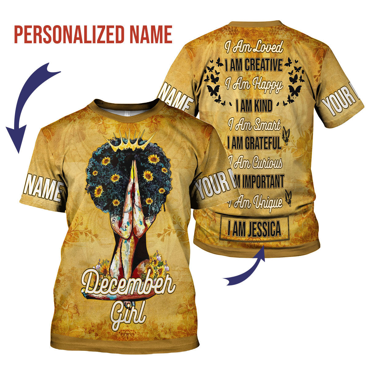 Customspig Personalized T-Shirt December Girl All Over Printed
