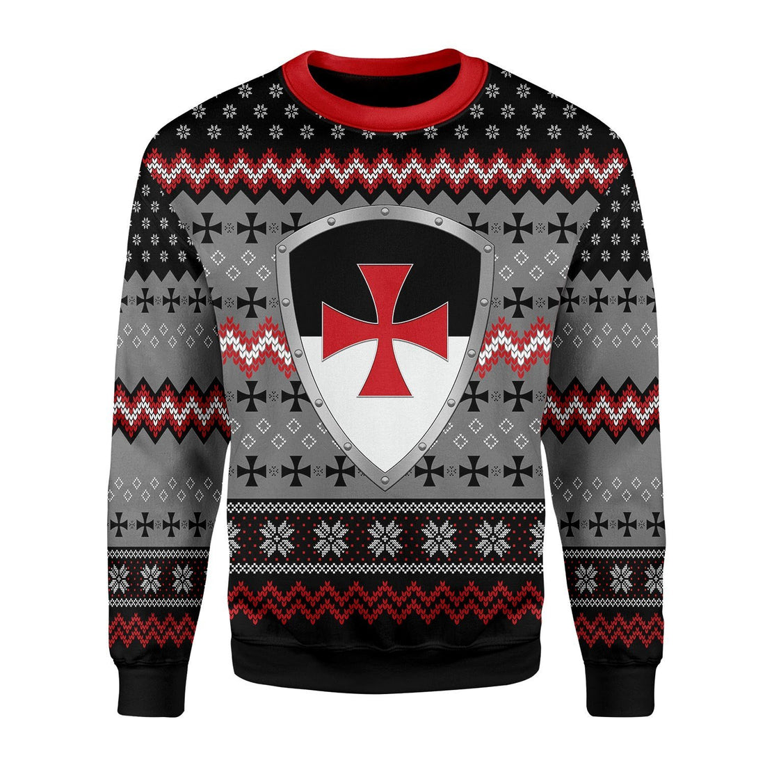 Gearhomies Christmas Unisex Sweater Knigh Templar Ugly Christmas 3D Apparel