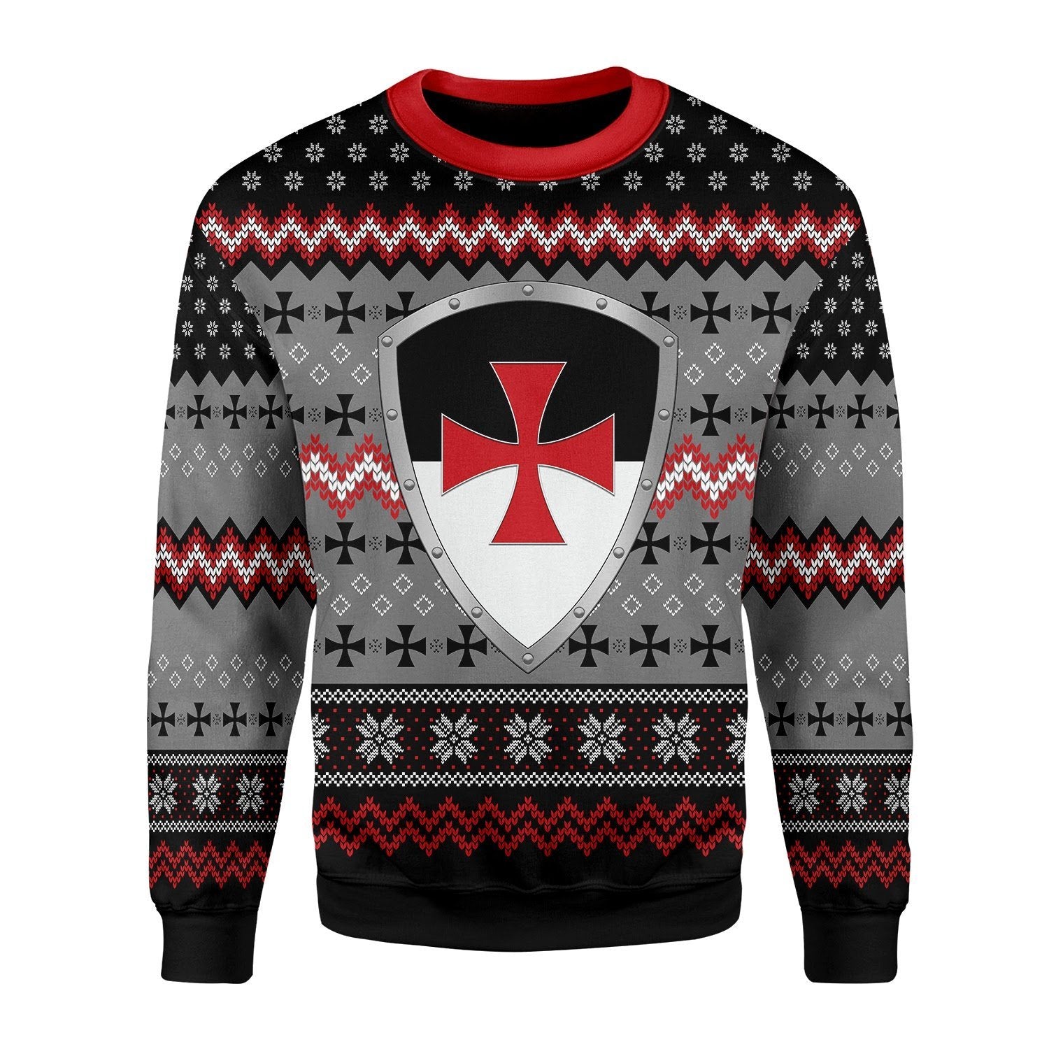 Gearhomies Christmas Unisex Sweater Knigh Templar Ugly Christmas 3D Apparel