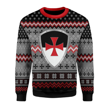Gearhomies Christmas Unisex Sweater Knigh Templar Ugly Christmas 3D Apparel