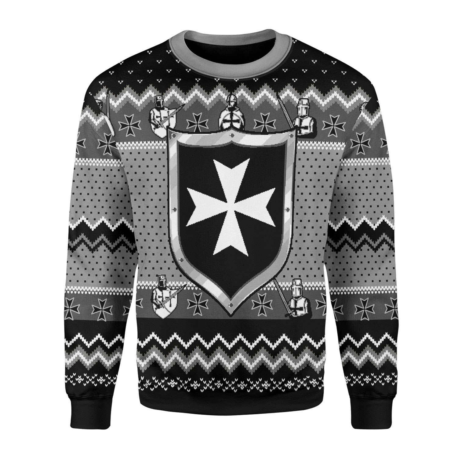 Gearhomies Christmas Unisex Sweater Knights Hospitaller Ugly Christmas 3D Apparel