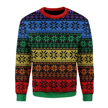 Customspig Christmas Sweater LGBT Pride Flag 3D Apparel