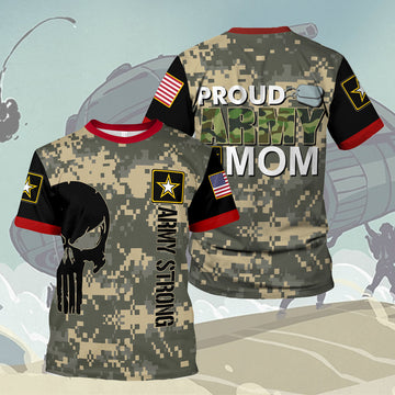 Customspig T-shirt US Army Army Ranks Proud US Army Mom 3D Apparel