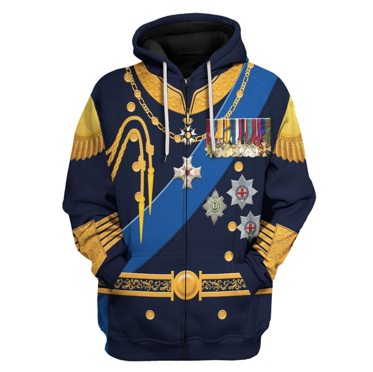 King George Vi Of United Kingdom Zip Fleece Hoodie / S Vn172