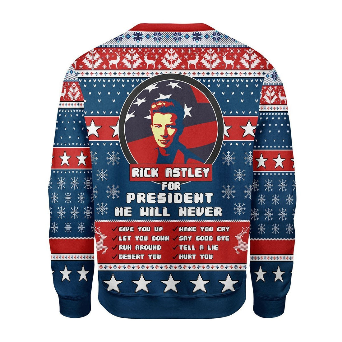 Gearhomies Christmas Unisex Sweater Rick Astley for President 2020 3D Apparel