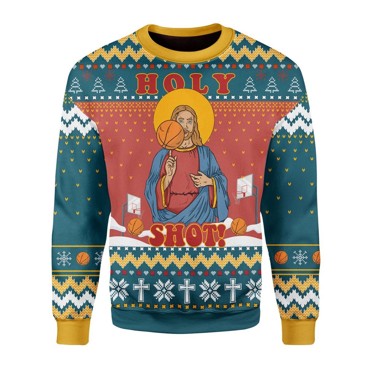 Gearhomies Christmas Unisex Sweater Christ Jesus Holy Shot! Christmas 3D Apparel